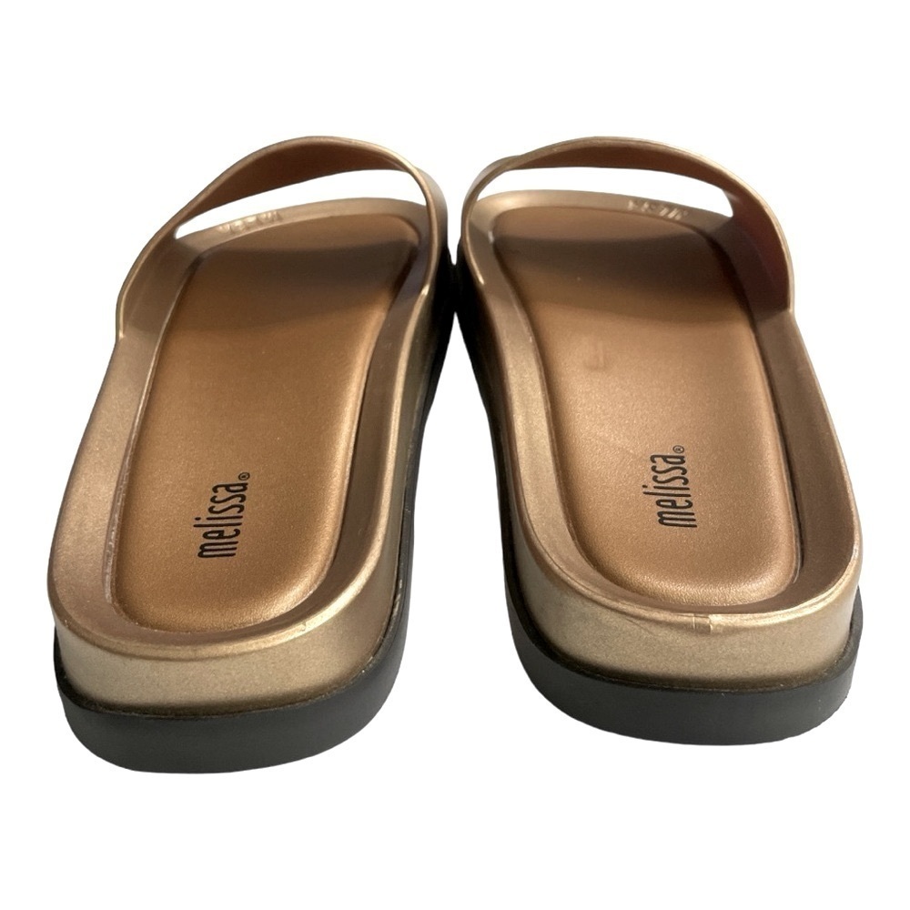 Melissa Gold Platform Slide Sandals Black Sole Women’s Size 6 Beach Slides - Picture 5 of 11